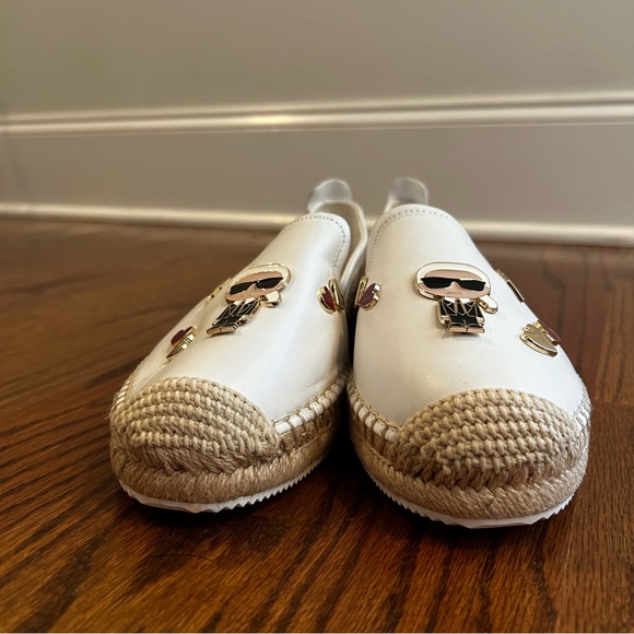Karl Lagerfeld Michaela White Round Toe Slip-On Espadrilles | size 11 - Picture 2 of 8
